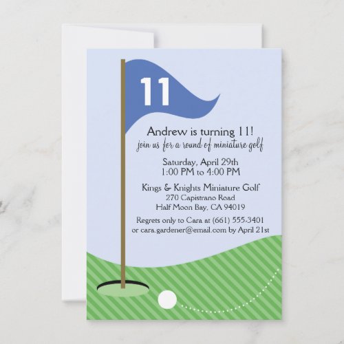 Blue Lets Par_Tee Miniature Golf Birthday Party Invitation