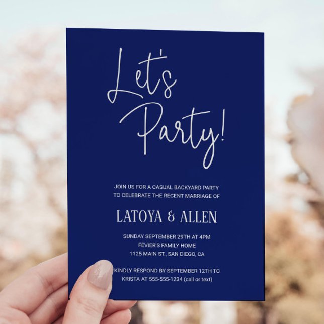 Blue Let's Party Casual Wedding Reception Eloped Invitation (Creator Uploaded)