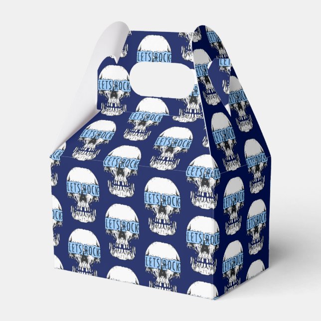 Blue Let's Rock Skull   Favor Boxes (Front Side)