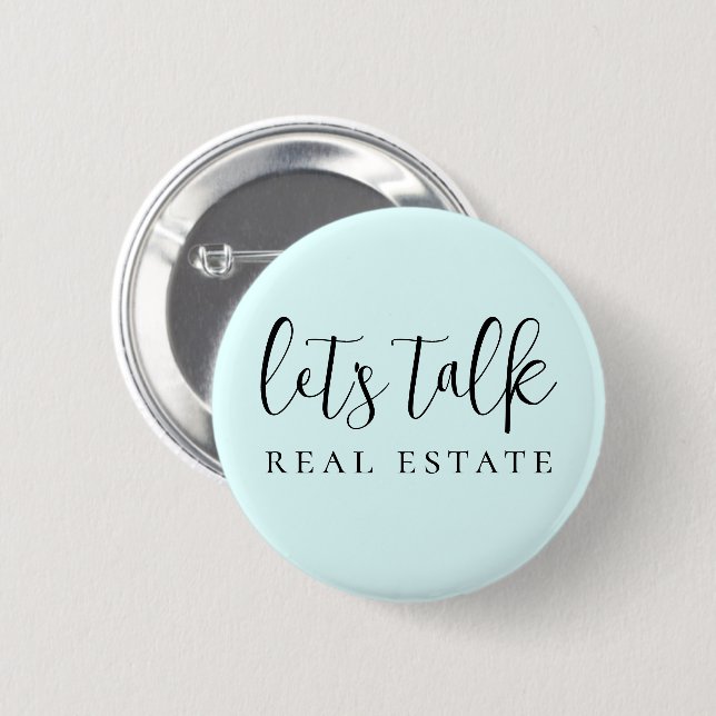 Blue Let's Talk Real Estate Promotional  Button (Front & Back)
