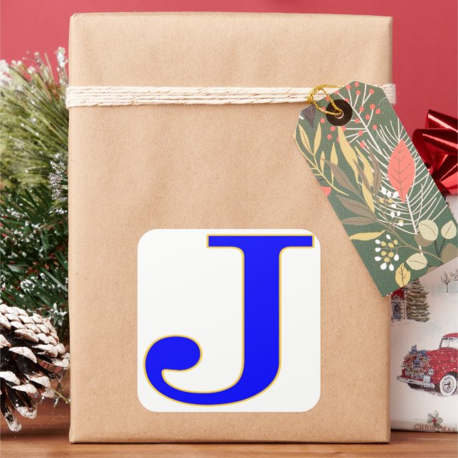 Blue Letter J Sticker (Holiday)