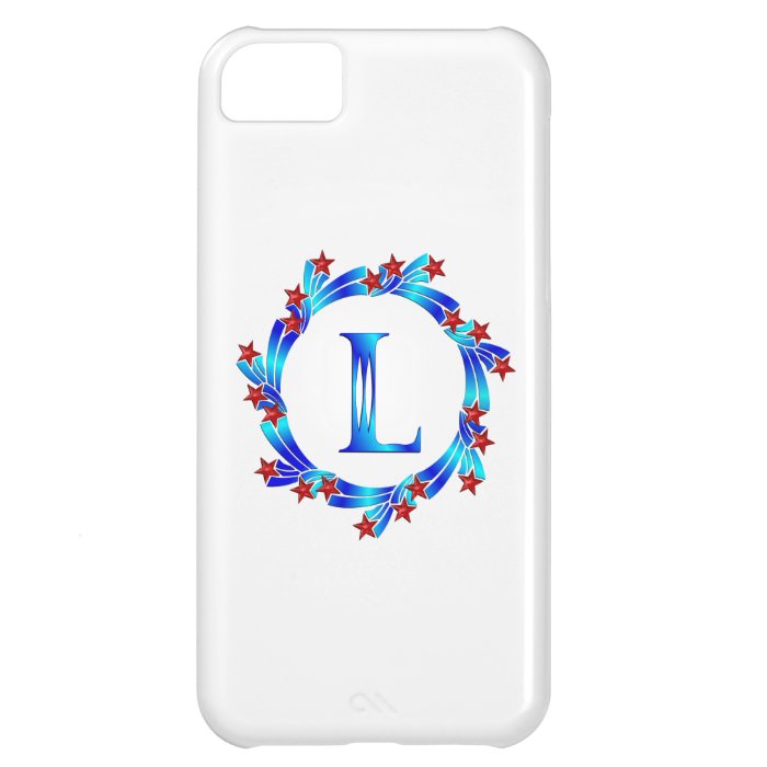 Blue Letter L Monogram Red Stars iPhone 5C Cover