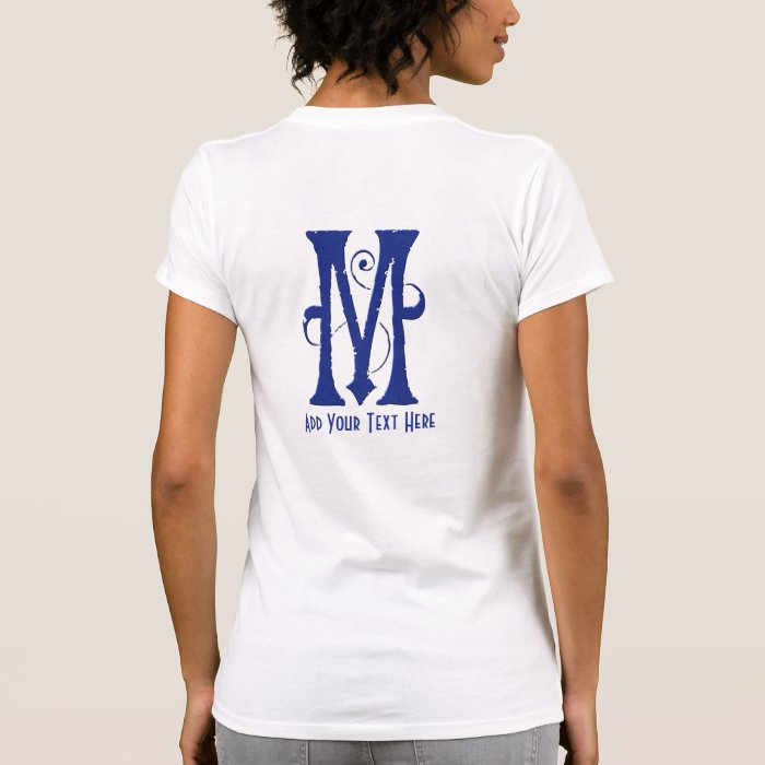 Blue Letter M Art Nouveau Monogram T shirt