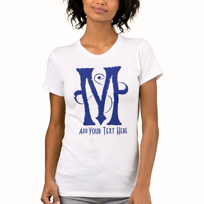 Blue Letter M Art Nouveau Monogram T shirt