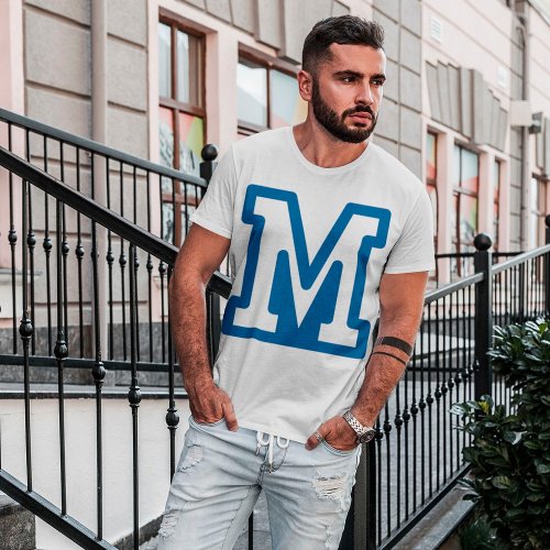 Blue Letter M Mens T_Shirt