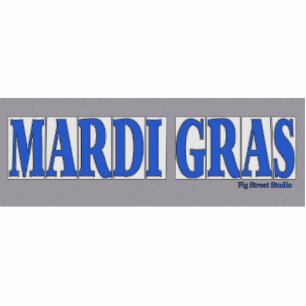 Blue Letter Street Tiles, Mardi Gras Statuette