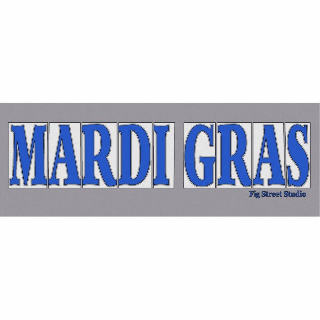 Blue Letter Street Tiles, Mardi Gras Statuette (Front)