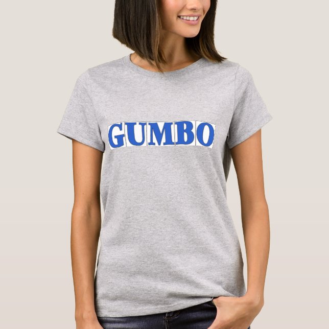 Blue Letter Tiles, GUMBO T-Shirt (Front)