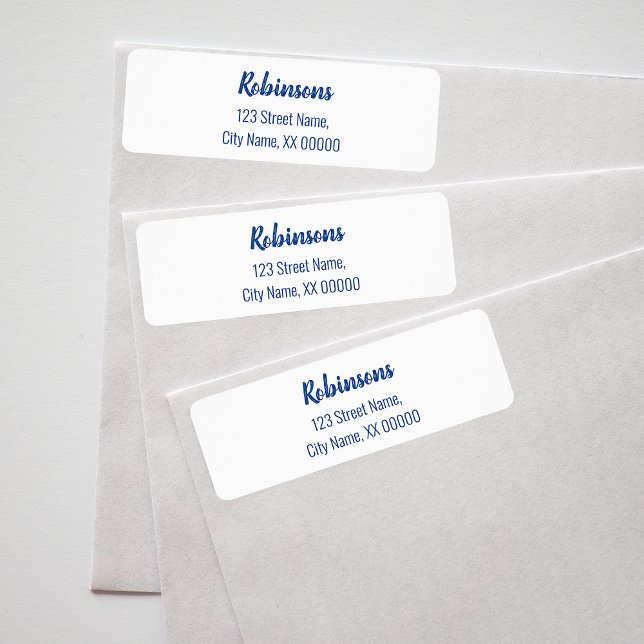 Blue Lettering Family Name Return Address Label (Creator Uploaded)