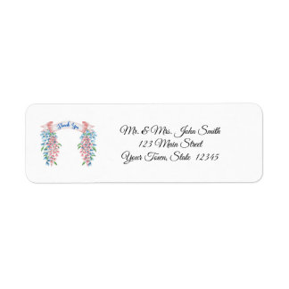 Blue Lettering Thank You Pink And Blue Wisteria Label