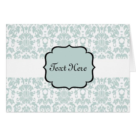 Blue Letterpress Damask Card (Front Horizontal)