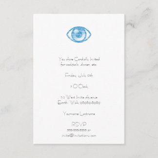 Blue Letterpress Style Eye-Con Invitation