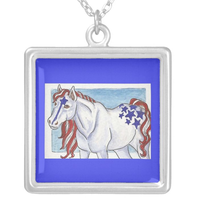 Blue Liberty Patriotic Horse Pendant