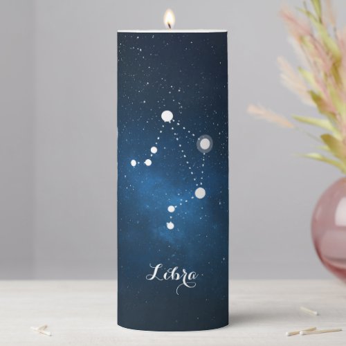 Blue Libra Zodiac Sign Constellation Pillar Candle