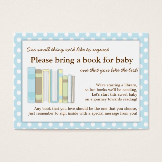 Blue Library Baby Shower Book Insert Request Card | Zazzle.com