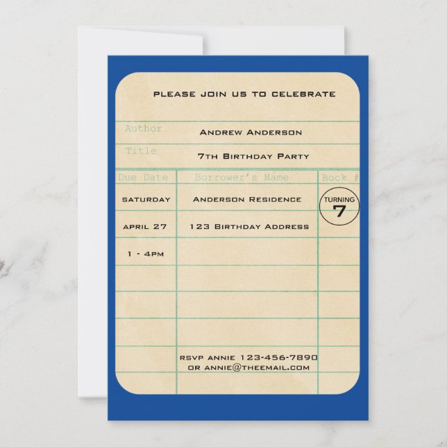 Blue Library Card Birthday (Front)