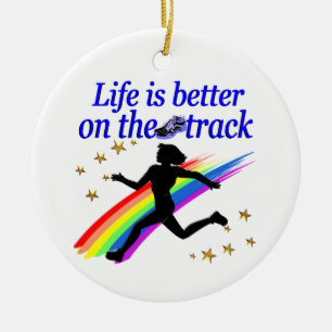 BLUE LIFE IS BETTER ON THE TRACK DESIGN CERAMIC ORNAMENT