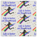 BLUE LIFE IS BETTER ON THE TRACK DESIGN FABRIC