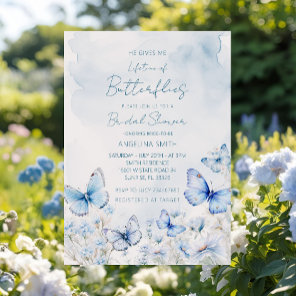 Blue Lifetime of Butterflies Garden Bridal Shower Invitation