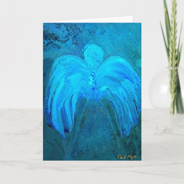 Blue Light Angel Greeting Card (Front)