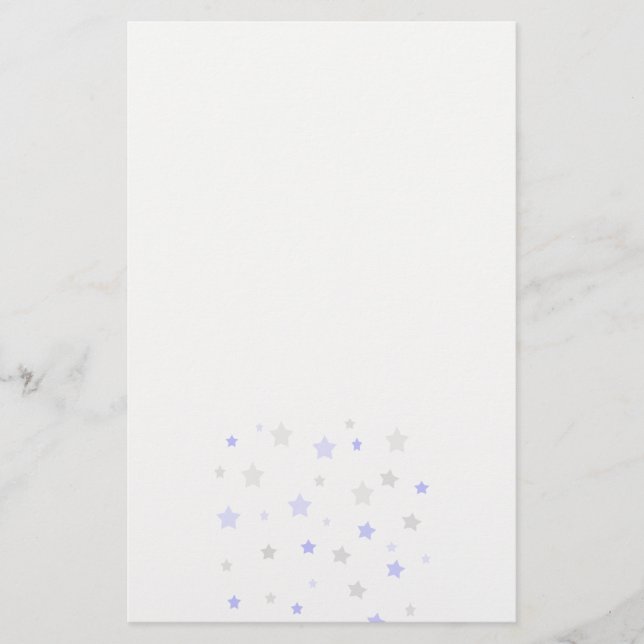 Blue, light blue and grey stars pattern stationery (Front)