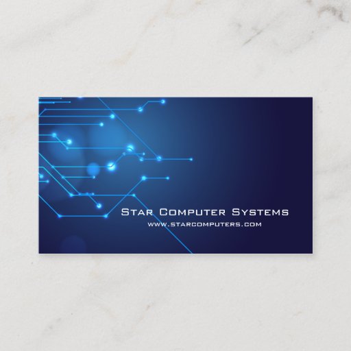 Customizable Blue Light Circuits3 Computer Repair Business Card