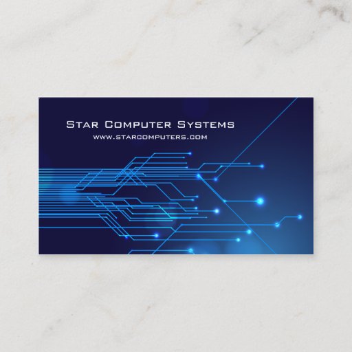 Customizable Blue Light Circuits5 Computer Repair Business Card