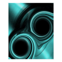 Blue Light Colliding Blackholes Glossy Poster