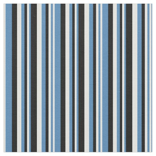 Blue, Light Cyan, and Black Stripes Fabric