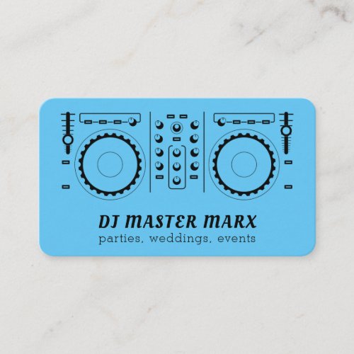 Blue Light Disk Jockey Turntable Party Music Business Card