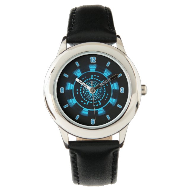 Blue Light Glowing Arc Reactor Design Watch (Front)