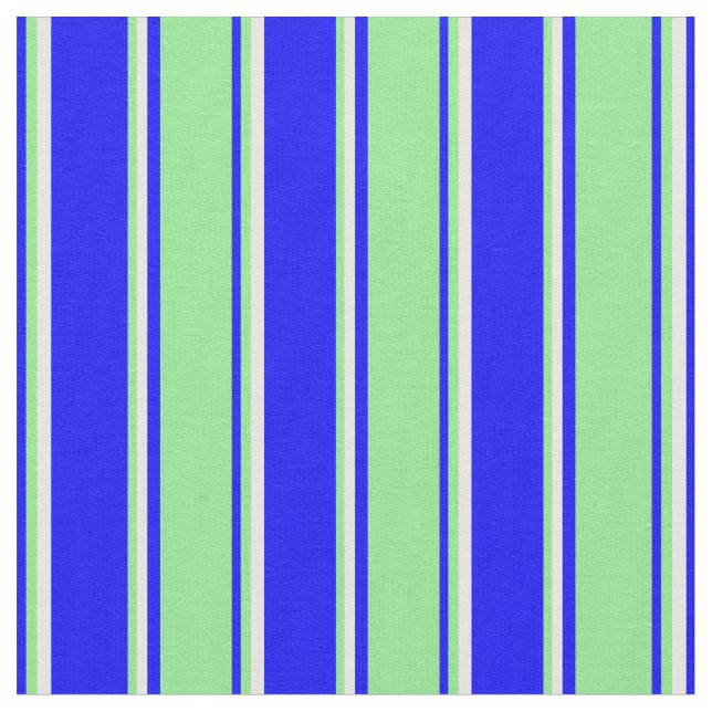 Blue, Light Green, and Mint Cream Lines Fabric (Close Up)