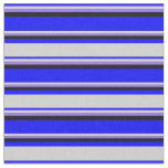 [ Thumbnail: Blue, Light Grey, Purple, and Black Colored Lines Fabric ]