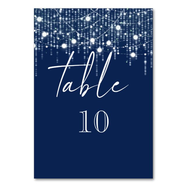 Blue & Light Hanging Lights Table Number (Front)