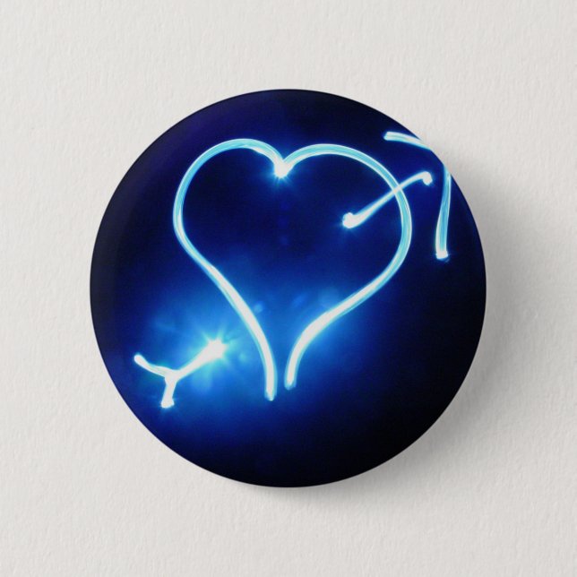 Blue Light Heart Button (Front)