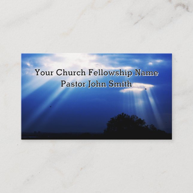 Blue Light Heavenly Church Business Cards (Front)
