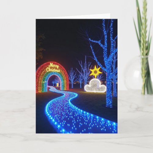 Blue Light Path Christmas Card