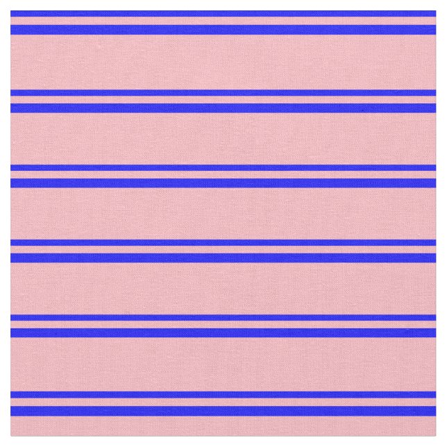 Blue & Light Pink Colored Striped Pattern Fabric (Close Up)
