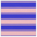 [ Thumbnail: Blue & Light Pink Colored Striped Pattern Fabric ]