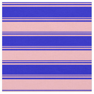 Blue & Light Pink Colored Striped Pattern Fabric