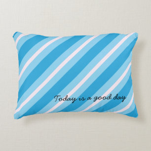 Blue Light pink diagonal stripes Accent Pillow