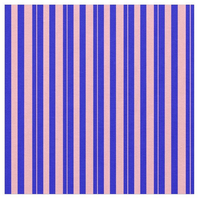 Blue & Light Pink Striped/Lined Pattern Fabric (Close Up)