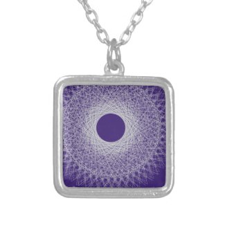 blue light radiating white light universe silver plated necklace