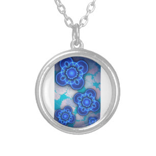 Blue light silver plated necklace