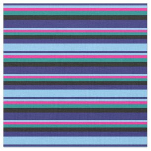 Blue, Light Sky Blue, Deep Pink, Dark Cyan & Black Fabric