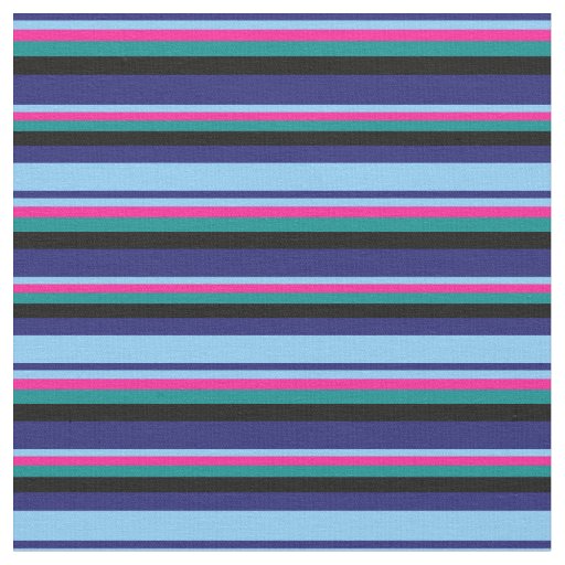 Blue, Light Sky Blue, Deep Pink, Dark Cyan & Black Fabric