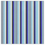 [ Thumbnail: Blue, Light Slate Gray, Blue, Black & Light Cyan Fabric ]