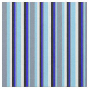 Blue, Light Slate Gray, Blue, Black & Light Cyan Fabric