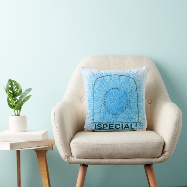 Blue Light Special   Throw Pillow (Chair)