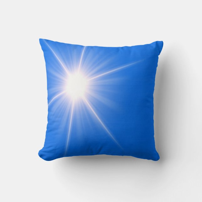 Blue light sun abstract art throw pillow (Front)